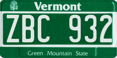 VT license plate ZBC932