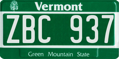 VT license plate ZBC937