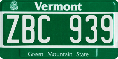 VT license plate ZBC939