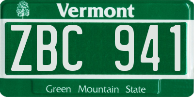 VT license plate ZBC941