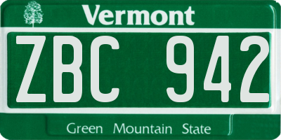 VT license plate ZBC942