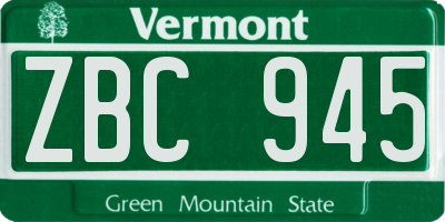VT license plate ZBC945