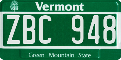 VT license plate ZBC948