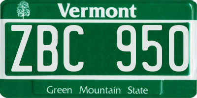 VT license plate ZBC950