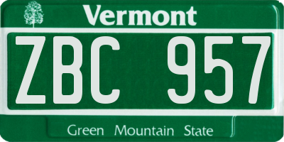 VT license plate ZBC957