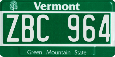 VT license plate ZBC964