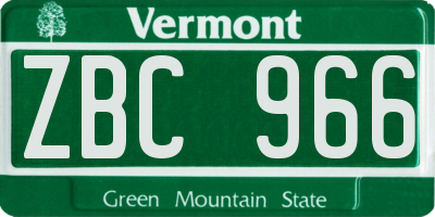 VT license plate ZBC966