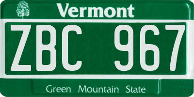 VT license plate ZBC967