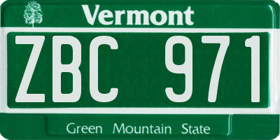 VT license plate ZBC971
