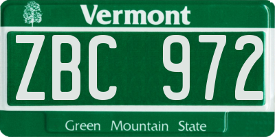 VT license plate ZBC972