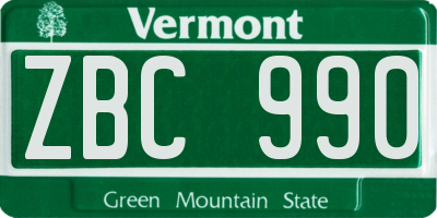 VT license plate ZBC990