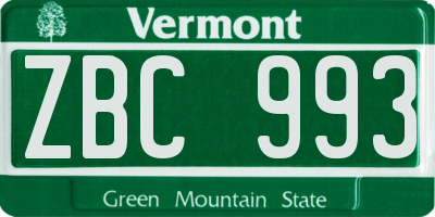 VT license plate ZBC993