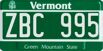 VT license plate ZBC995