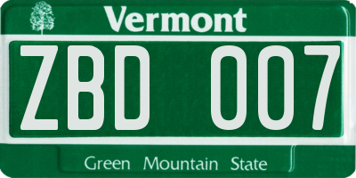 VT license plate ZBD007