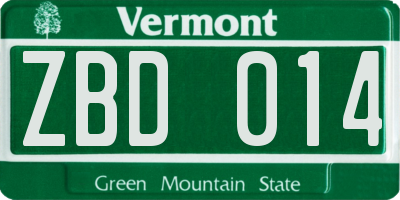 VT license plate ZBD014
