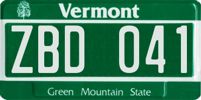 VT license plate ZBD041