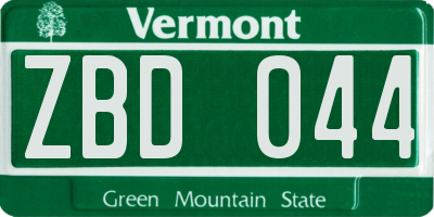 VT license plate ZBD044