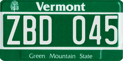 VT license plate ZBD045