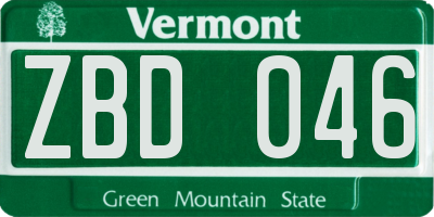 VT license plate ZBD046