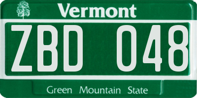 VT license plate ZBD048