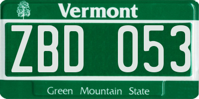 VT license plate ZBD053