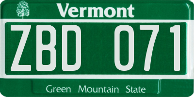VT license plate ZBD071