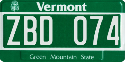VT license plate ZBD074