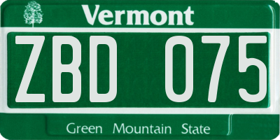 VT license plate ZBD075