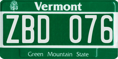 VT license plate ZBD076