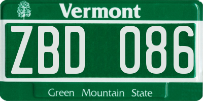 VT license plate ZBD086