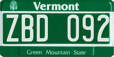 VT license plate ZBD092