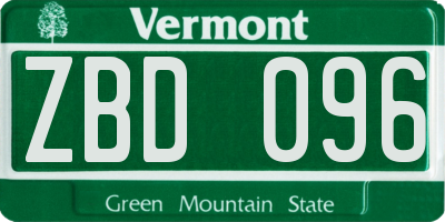 VT license plate ZBD096