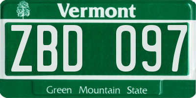 VT license plate ZBD097
