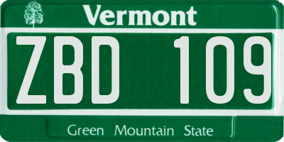 VT license plate ZBD109