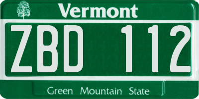 VT license plate ZBD112