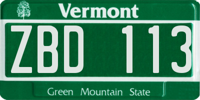VT license plate ZBD113