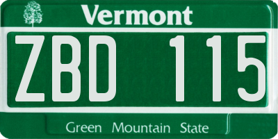 VT license plate ZBD115