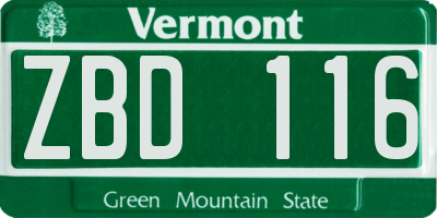 VT license plate ZBD116