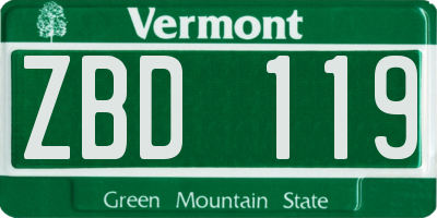 VT license plate ZBD119