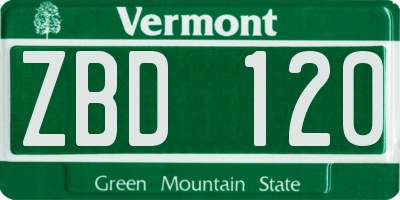 VT license plate ZBD120