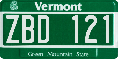 VT license plate ZBD121