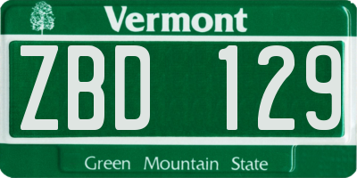 VT license plate ZBD129