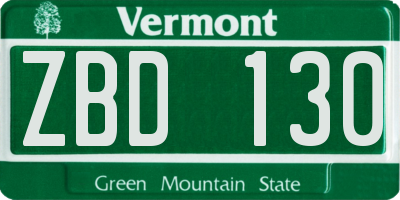 VT license plate ZBD130
