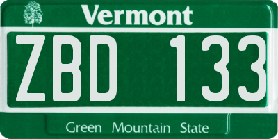 VT license plate ZBD133