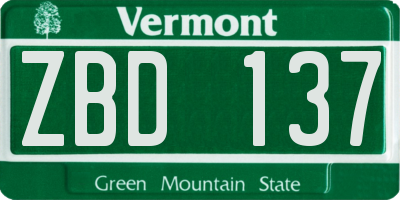 VT license plate ZBD137