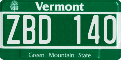 VT license plate ZBD140