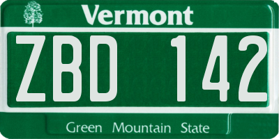 VT license plate ZBD142
