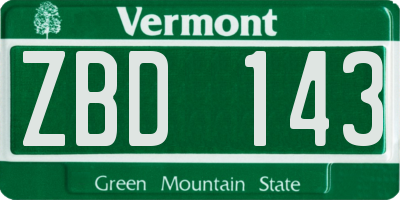 VT license plate ZBD143