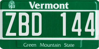 VT license plate ZBD144