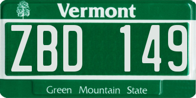 VT license plate ZBD149